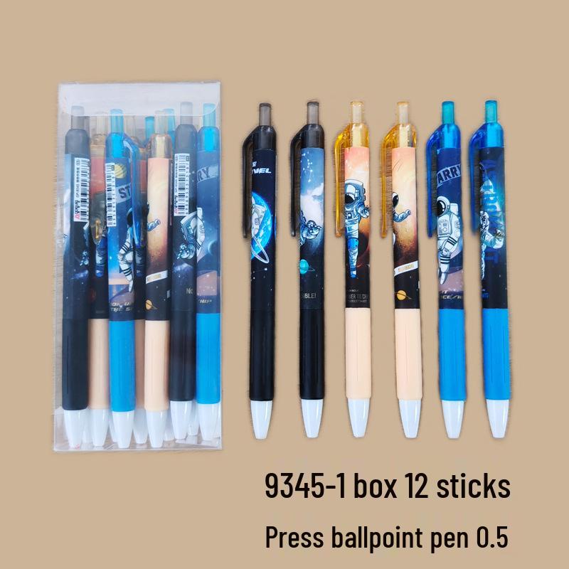 12-Pack Clickable Ballpoint Pens with 0.5mm Refillable ST Needle Tip for Exams, Black Water-Based Ink