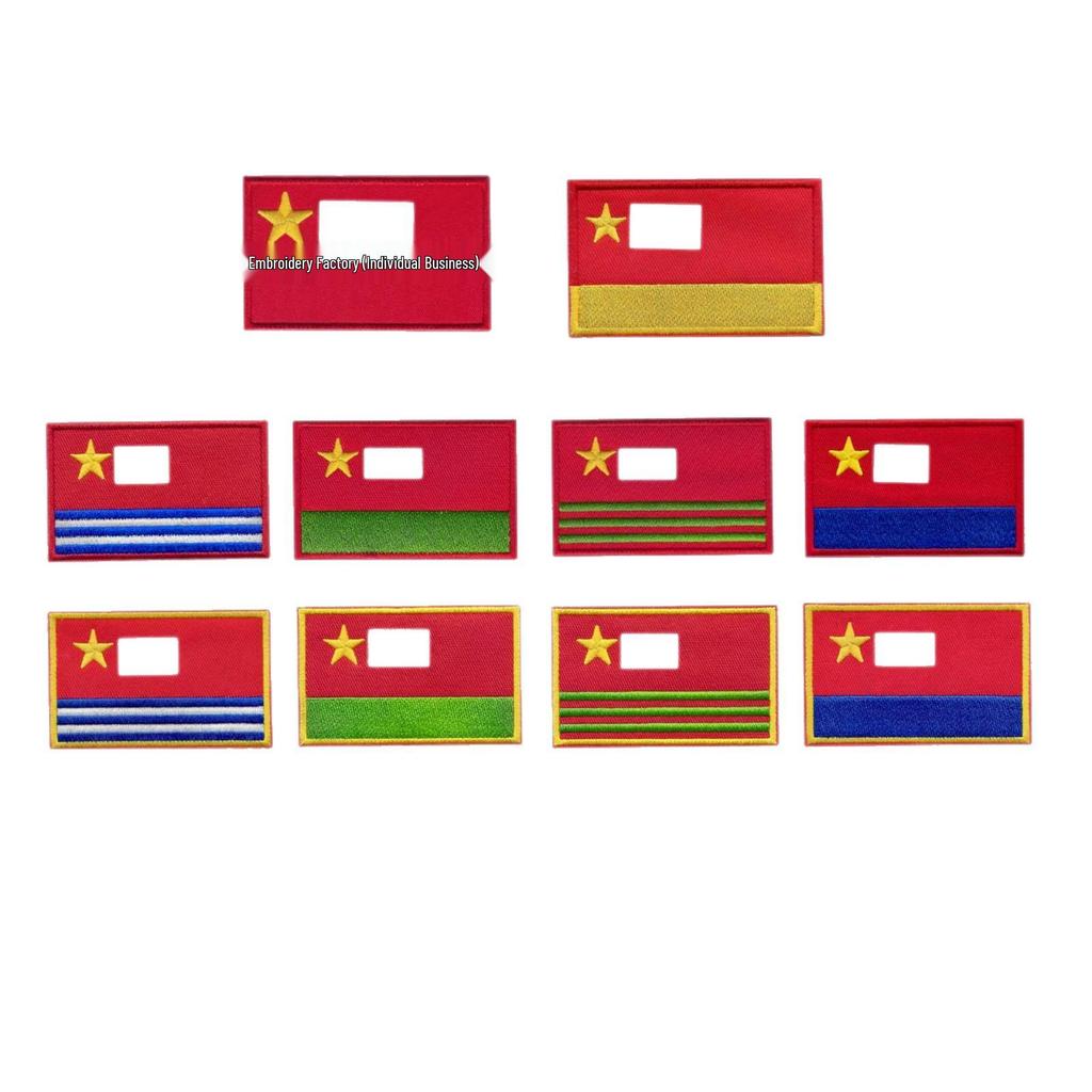 National Flag Five-Star Red Embroidered Hook & Loop Patch - Creative Military Fan Armband Badge