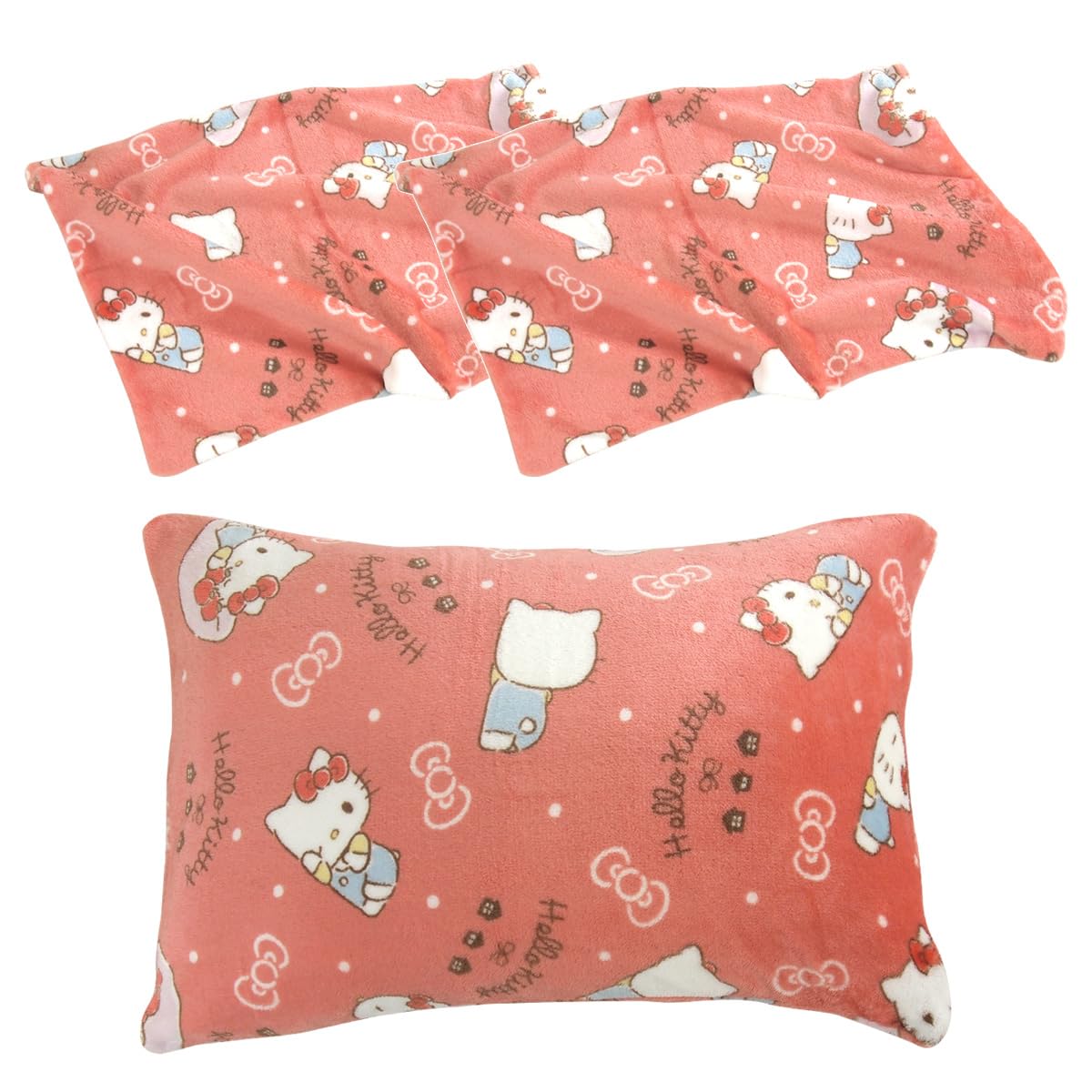 

RIVERE Hello Kitty Pillowcases of 43x63cm Warm Flannel Washable Duvet Covers for Autumn and Winter Sanrio Kitty (Set 2) розовый