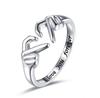 2pcs Lettering Silver Color Warmly Embraced Love Hug Open Ring Women Creative Hands Embracing Adjustable Valentine's Day Rings