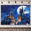 Princess Castle Fireworks Night View Ice Snow Banner Background Decor Kids Girl Birthday Party Poster Photography Wall Backdrop982