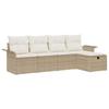 Garden Sofa Set with Cushions and Storage 5 Pcs Beige Poly Rattan