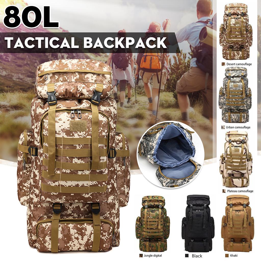 Buy 80L Outdoor Military Rucksacks Oxford Fabric Waterproof Tactical ...