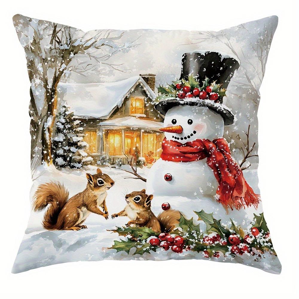 1pcs Christmas Pillows with Festive Scenes ,Suitable for Christmas Home Decoration Pillowcase, Without Pillow Core.