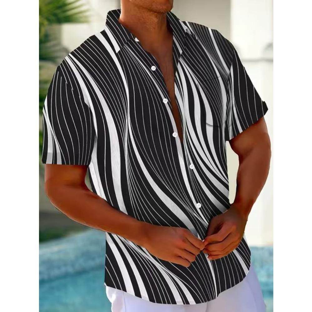 

Men s Geometric Pattern 3D Print Shirt Button Up Shirt Casual Shirt Summer Shirt Short Sleeve Daily Vacation Clothing XS чёрный