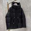Winter Korean Version Loose Hooded Medium and Long Drawstring Waist Thick Temperament Warm Winter Down Jacket