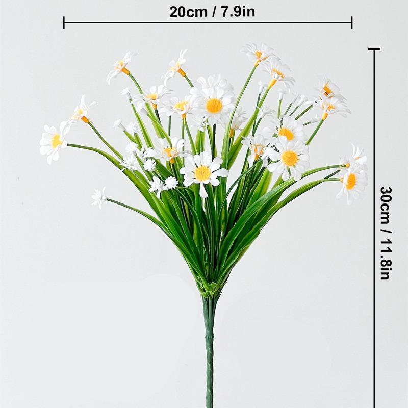 1-10Sets Resistant Artificial Daisies Flowers Fake Foliage Shrubs for Window Box Hanging Farmhouse Indoor Outdoor Decor