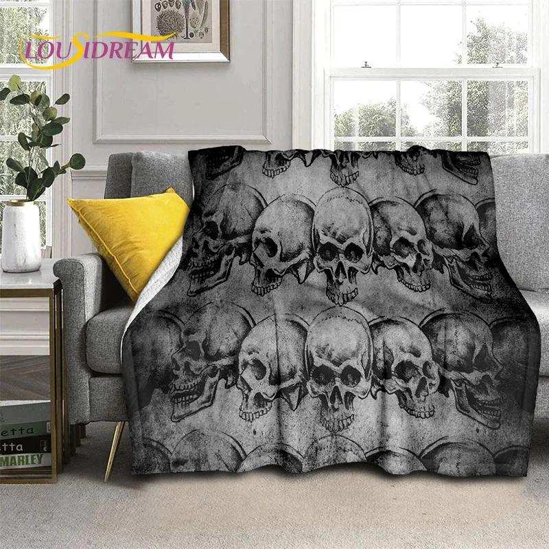 3D Horror Gothic Skull Skeleton Soft Flannel Blankets,Throw Blanket Comfortable Blanket for Picnic Beds Sofa Home Bedroom Gifts