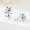 S925 Sterling Silver Blue Zircon Feather Earrings Hoop Earrings Women Jewelry Original Trendy Anniversary Gifts