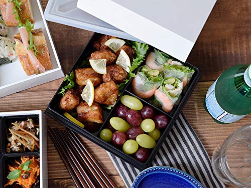 East Tableware, Japanese Modern Hors d'oeuvre Box, Square, 3-Tier, 18cm, White, with Dividers, Japanese Tableware, Osechi Jubako