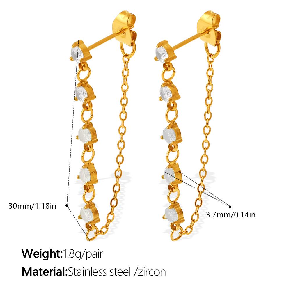 Sweet & Spicy Heart-Shaped Chain Ear Studs: Versatile European & American Cool Girl Style Earrings