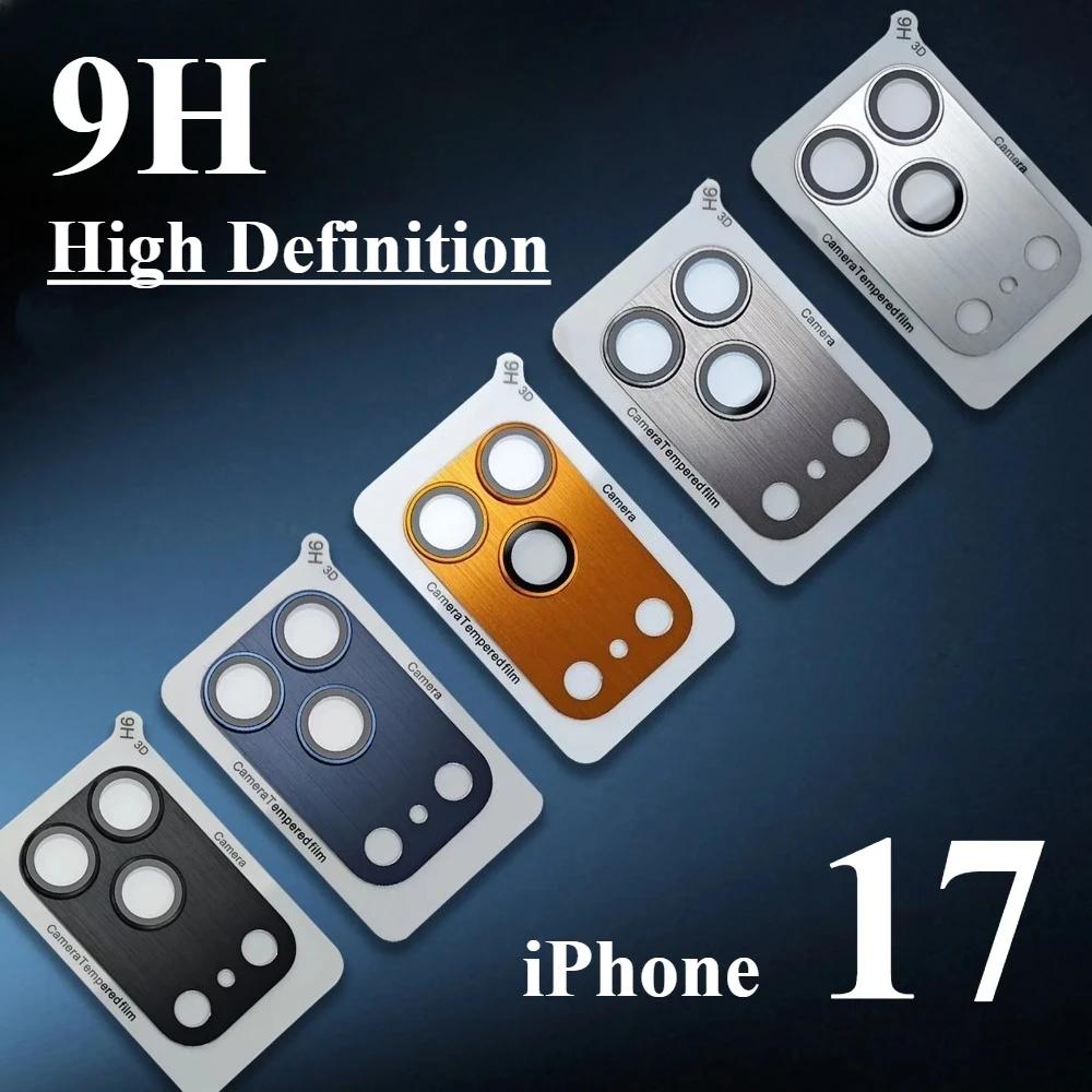 Protezione Lente Fotocamera Blindata HD 9H per iPhone 17 Pro 17 Pro Max Anello Metallico in Alluminio Pellicola in Vetro Temperato Custodia Tappo