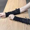 Y2K Lace Ruffle Fingerless Gloves Sheer Mesh Kawaii Lolita Accessories for Women JK Cosplay Party Daily Wear
