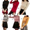 Elegant Women's Long Sleeve Knitted Sweater Turtleneck Jumper Slim Fit Pullover