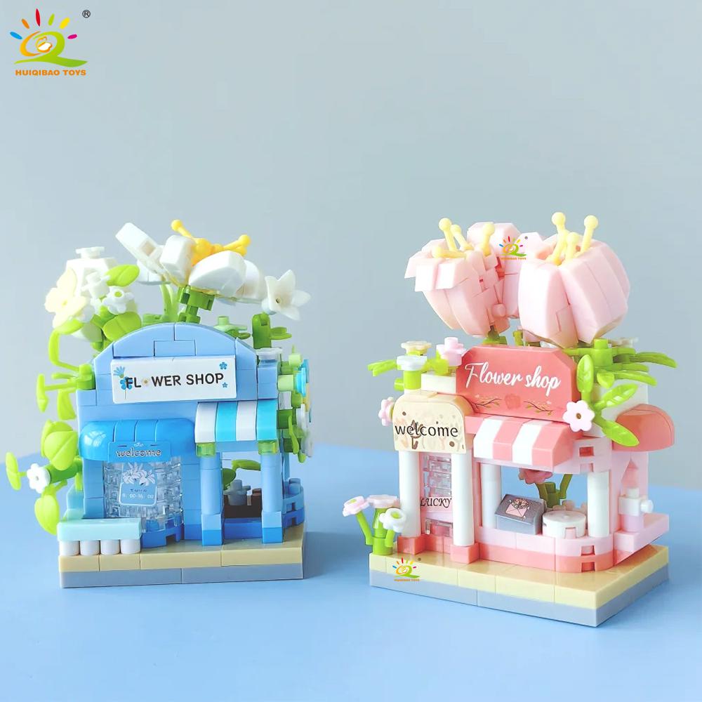 Non-Toxic Cute Moc Flower Store Model Micro Building Block Street View Shop Model Mini Brick Toy For Children Desk Home Decor.