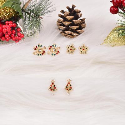 European-American Christmas Snowflake Tree Diamond Earrings: Elegant, Sparkling, and Creative Holiday Luxury