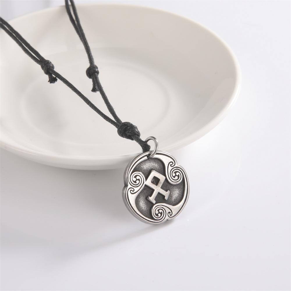 Retro Mysterious Runes Necklace Viking Jewelry Rope Chain Adjustable Necklaces Stainless Steel Pendant Amulet Jewelry