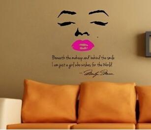 

Free Shipping Lips and English Letters Portrait of Wall Stickers Home Decor Decoration Quote Decals Removable