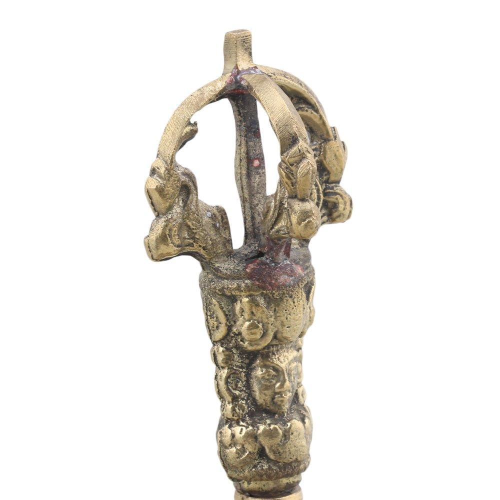 Yibuy Medium Size 78mm Diameter Golden Brass Tibetan Hand Bell for Meditation & Prayer, Bellsvara