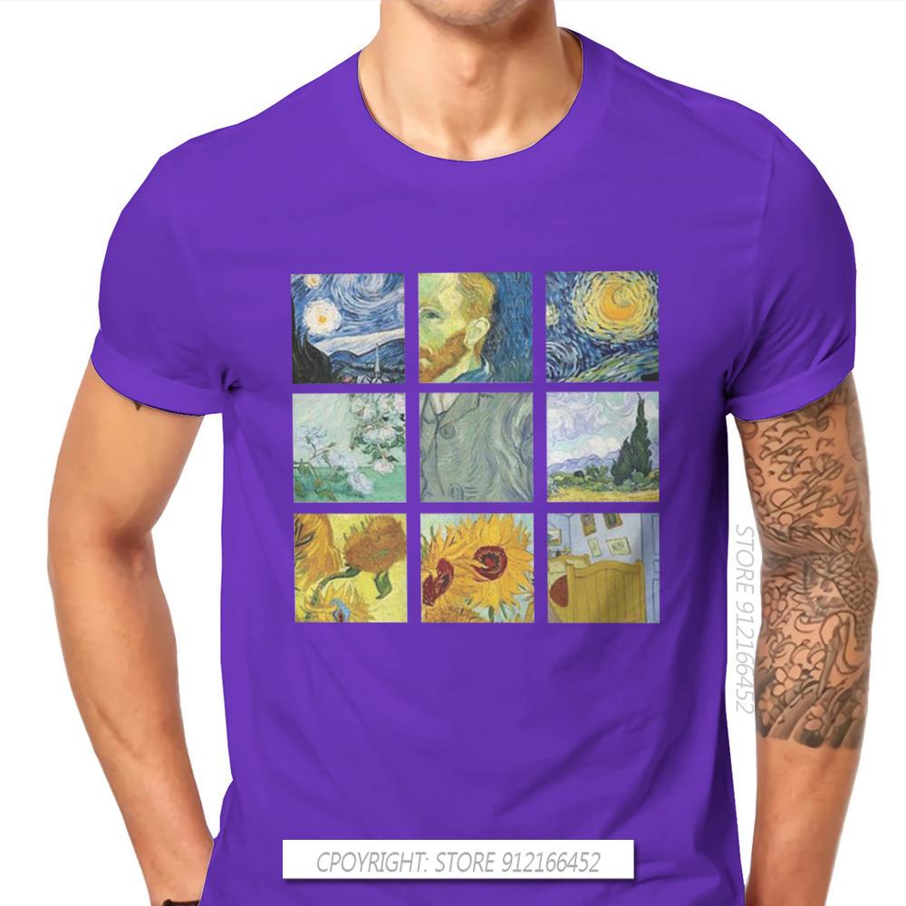 Vintage Alternative Funny Artwork Van Gogh Painting Unisex Tshirt Homme Graphic Clothes Cool Design Pure Cotton Harajuku T Shirt