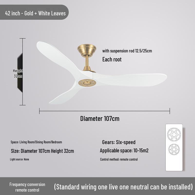 Nordic Silent Ceiling Fan Light with Wood Grain for Coffee Shop or Restaurant Decor