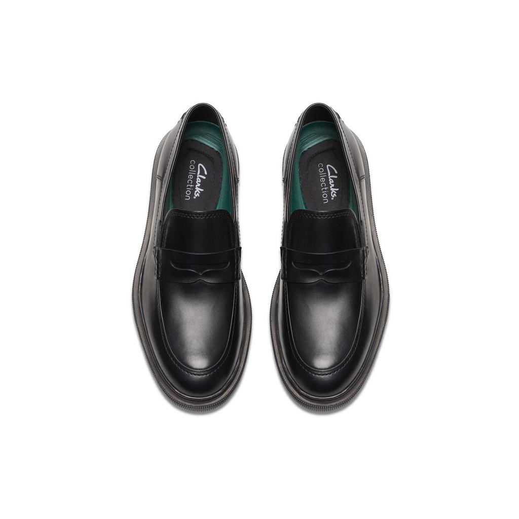 Clarks Leather Formal Business Round Toe Slip-On Simple Casual Shoes Men Shoes Black 261769297