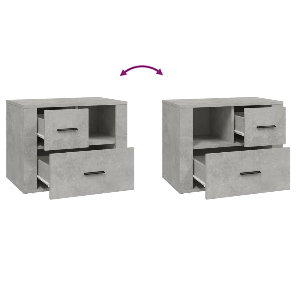 Nightstand Concrete Gray 60 X 36 X 45 Cm Particleboard