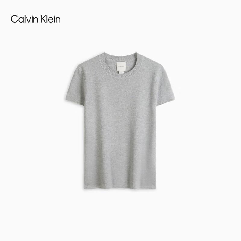Calvin Klein Jeans Women's Ribbed Round Neck Short Sleeve Tee