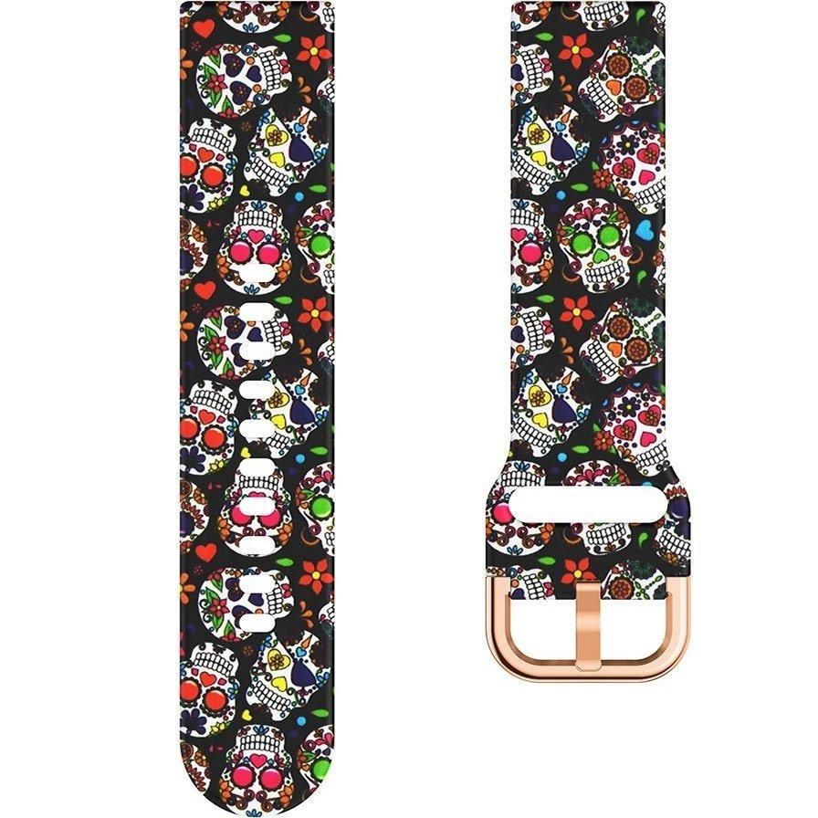 Universal Silicone Strap 20mm, Colorfull Skull