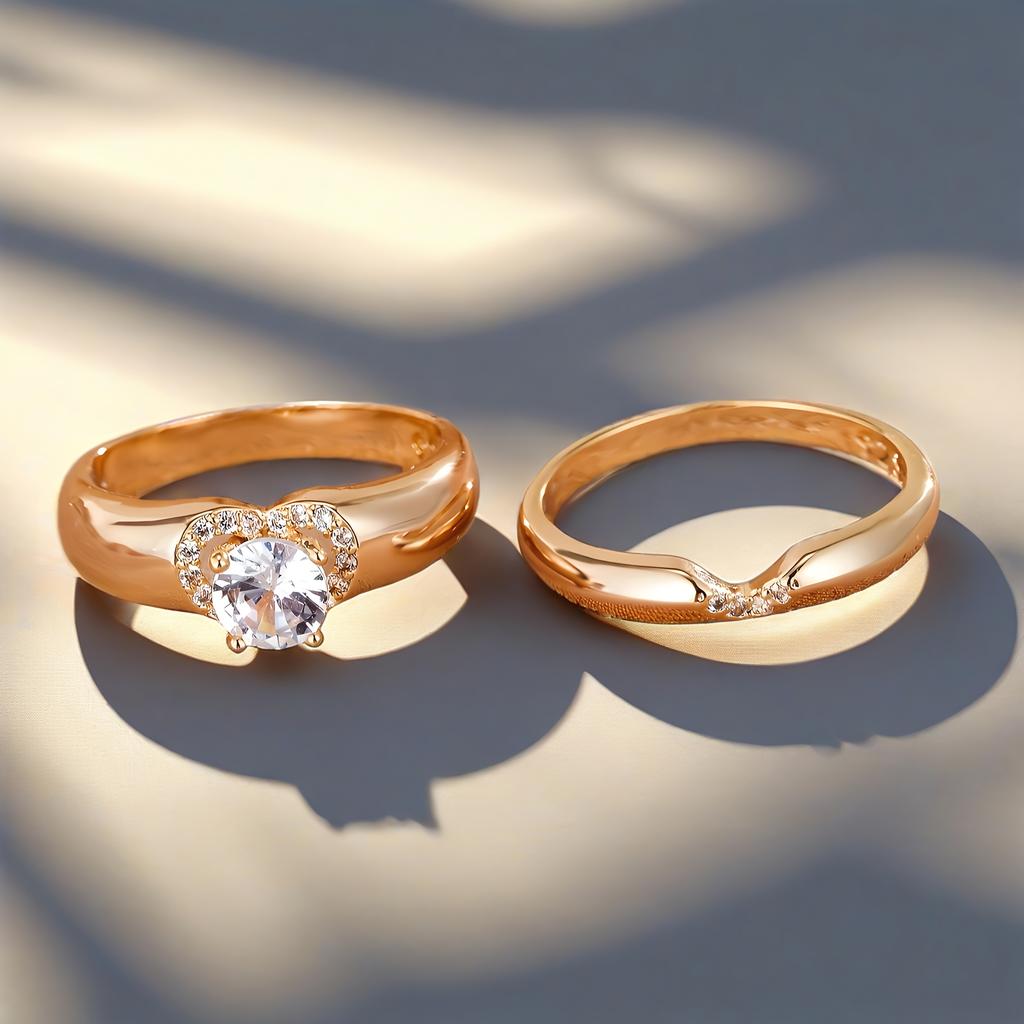A Pair of French-style Romantic and Simple Heart-shaped Couple Rings, Exclusive Matching Sets for Women and Their Partners, a Timeless Wedding