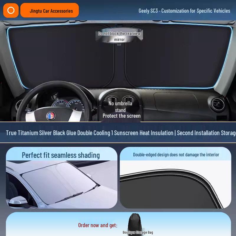 Geely Car Sunshade: Heat-Insulation Windshield Curtain for 25 Models, including Xingyue L, Xingyuan, Xingrui, Emgrand, Boyue L, and Panda MINI.