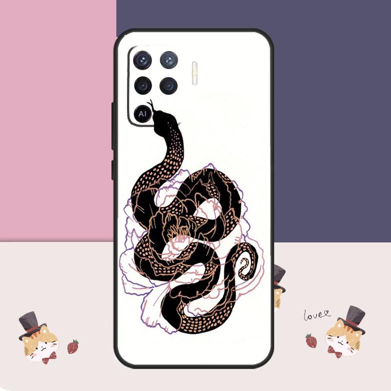 Snake Flower Case For Oppo A76 A96 A16 A60 A98 A58 A78 A18 A38 A80 A40 A77 A57 A17 A74 A54 A94 A15 A5 Pro
