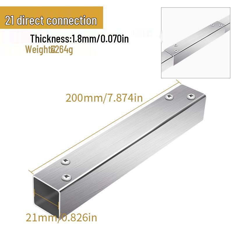 Stainless Steel Weld-Free Square Tube Connector for Shelves - 20/25/30mm
