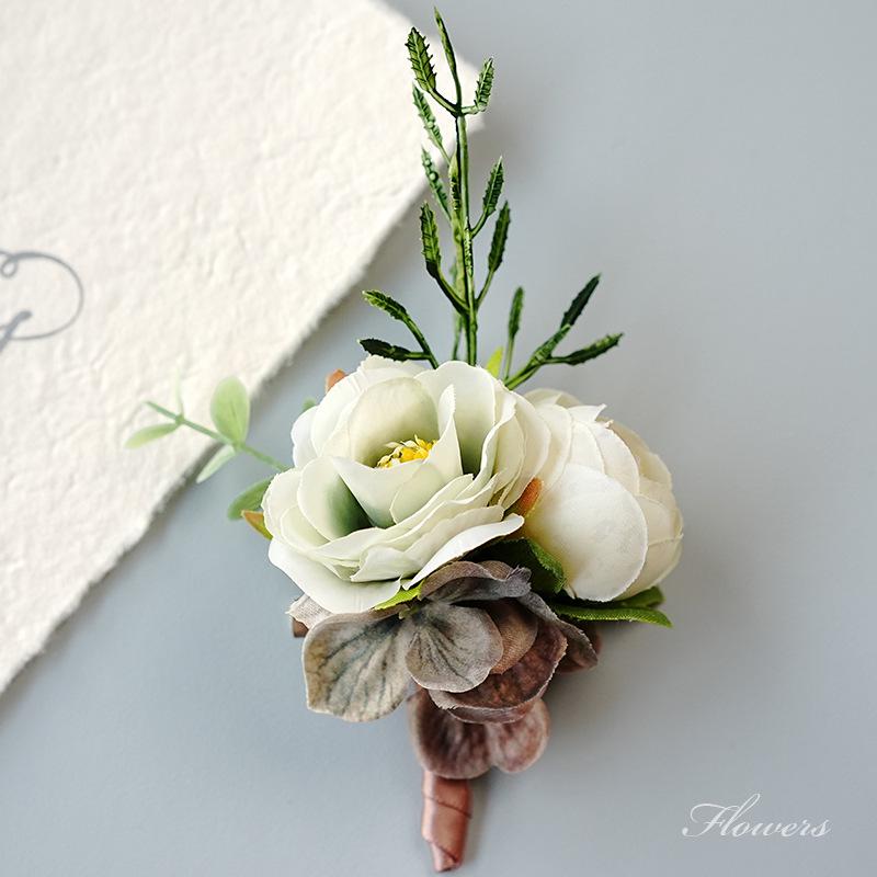 Свадебная бутоньерка в стиле Мори, полный набор: Фиолетовые бутоньерки на запястье для шаферов, подружек невесты, невесты, жениха и родителей