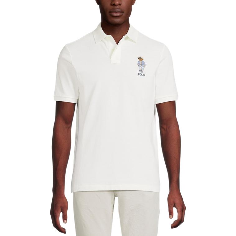 Polo Ralph Lauren Patterned Mesh Short Sleeve Polo Shirt Men tops White 710967444-001