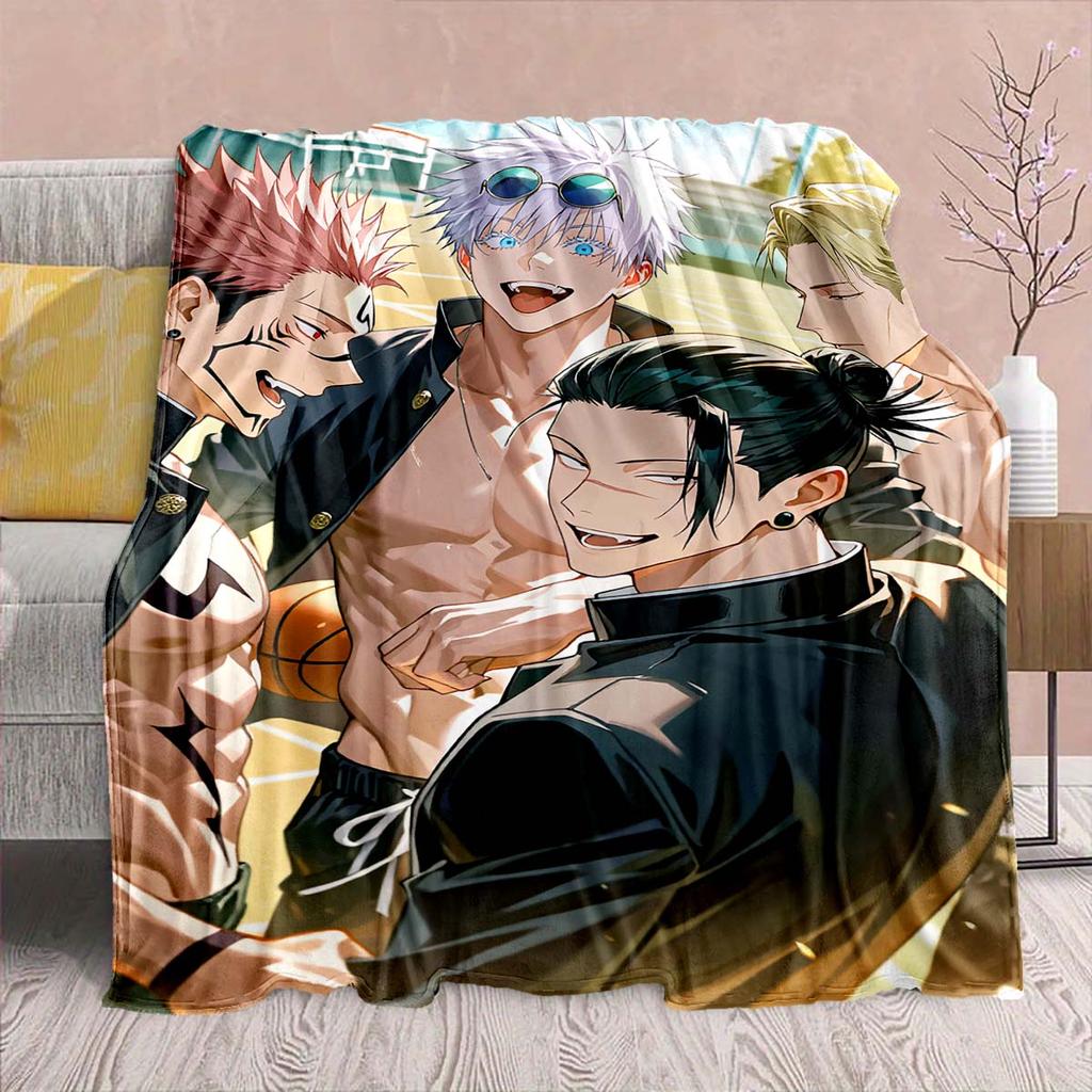 Jujutsu Kaisen Anime Flannel Blanket - Soft Warm Perfect for Sofa, Bedding Camping Travel Office Home Decor -QJY
