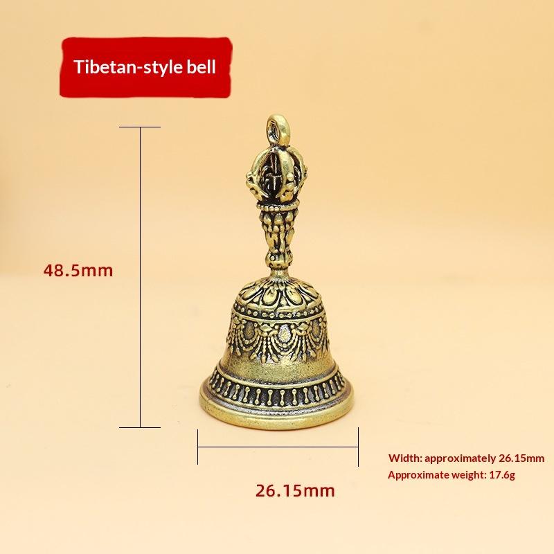 Retro Solid Brass Bell Intricate Hand Carved Patterns Crisp Clear Sound for Meditation Temple Worship Desktop Decor