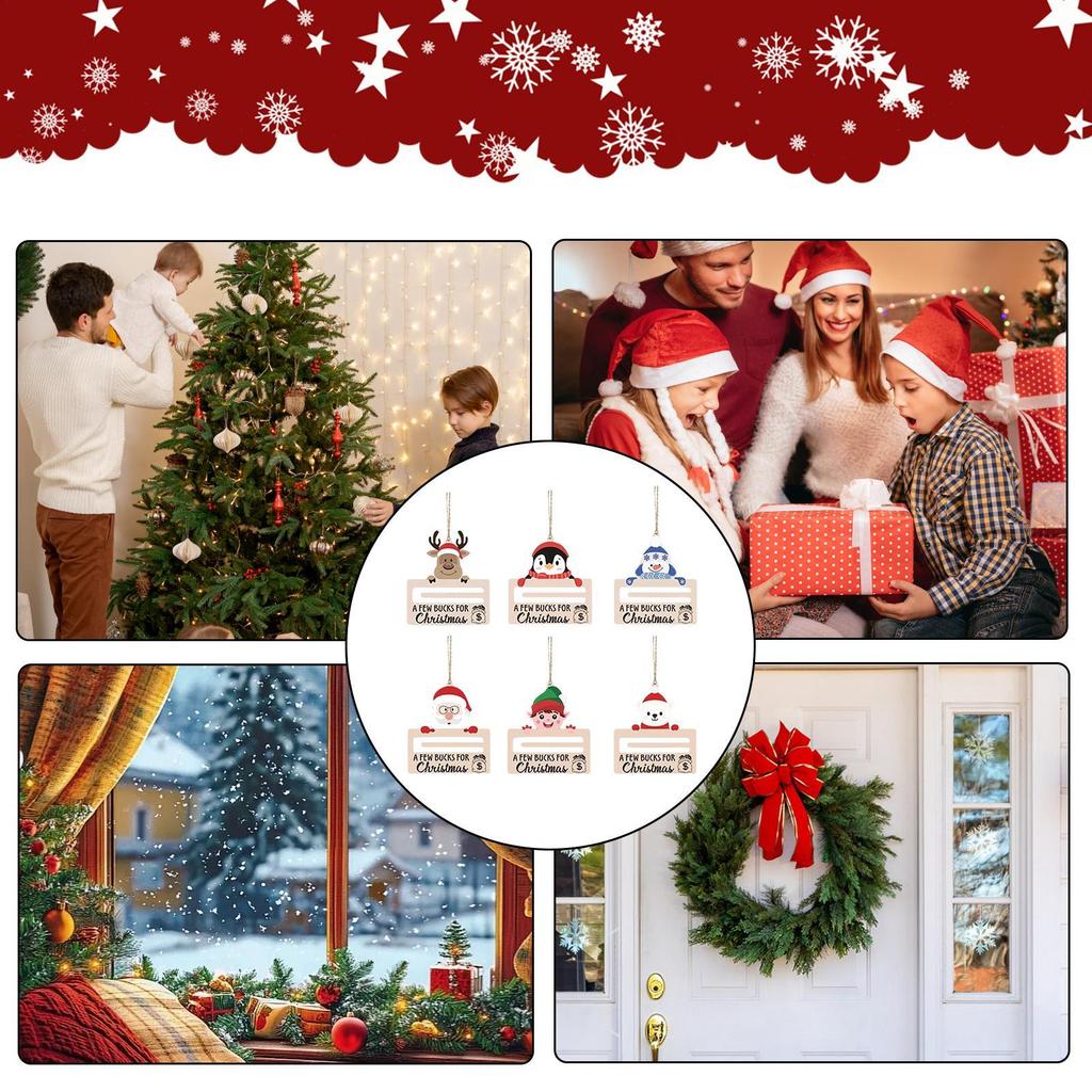 Money Holder Ornament Hangable Wooden Christmas Money Holder Clip For Tree For Family Friends Kids Couples Daughter Son Wall