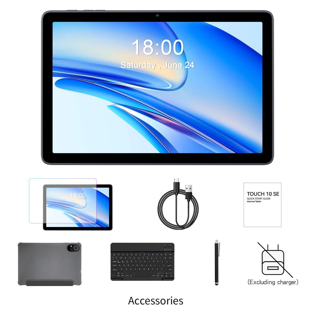 PRITOM WiFi Android 24GB 128GB WideVine L1 IPS 8000mAh Keyboard Case Japanese Instruction Manual Gray 10-inch Tablet, 15, (6GB + 18GB) + RAM, Display,