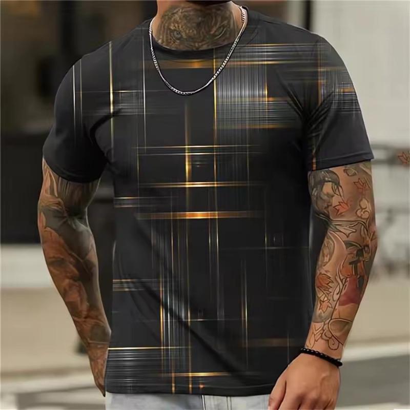 Summer Fun Men's Women's Fashion 3d Print Abstract Plaid Vintage High Quality Polyester T-shirt Casual Round Neck T-shirt