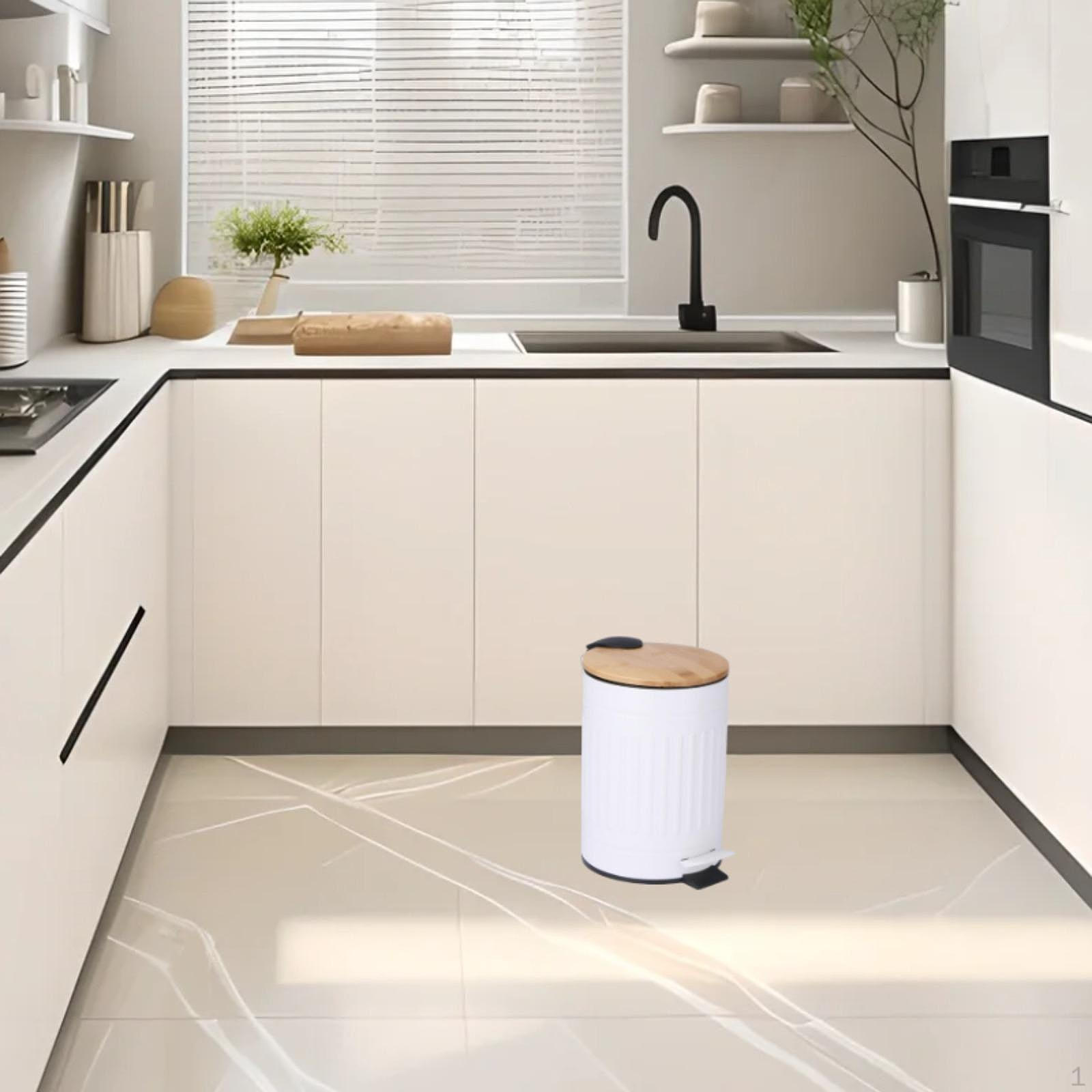 

Мусорное ведро с педалью 5 л Контейнер для кухонных отходов для дома, прихожей, спальни, кабинета белый