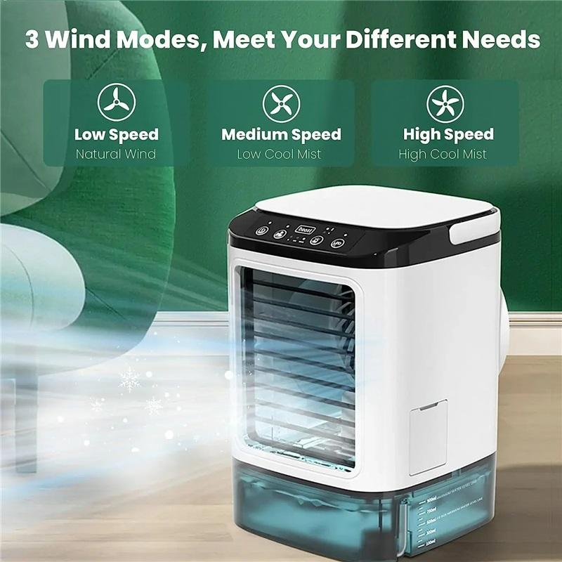 Klima Taşınabilir Fan Masaüstü Çift Sprey Ultrasonik Atomizasyon 3-Speed Sessiz Hava Soğutucu Gece Lambası Elektrikli Fan Ev için