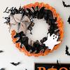 Shop Window Halloween Decor 15 Inch Wreath for Front Door Rustic Ruffle with Rhinestone Bow Ghost And Burlap Fireplace Walls Windows Gothic Party