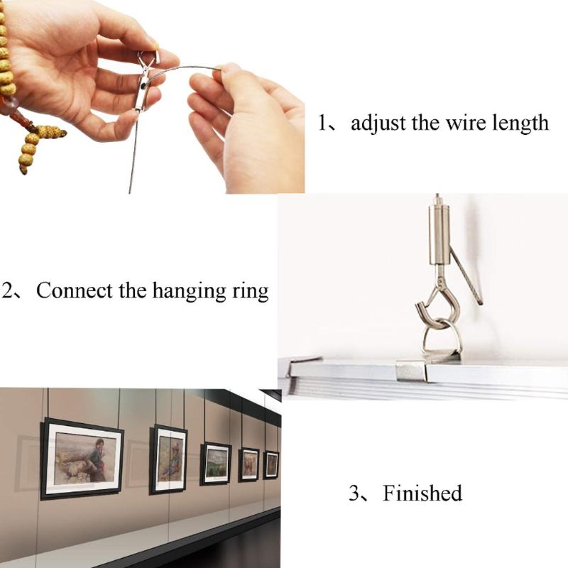 2m/78.74'' Adjustable Heavy Duty Stainless Steel Wire Rope Frame Hanger Rope