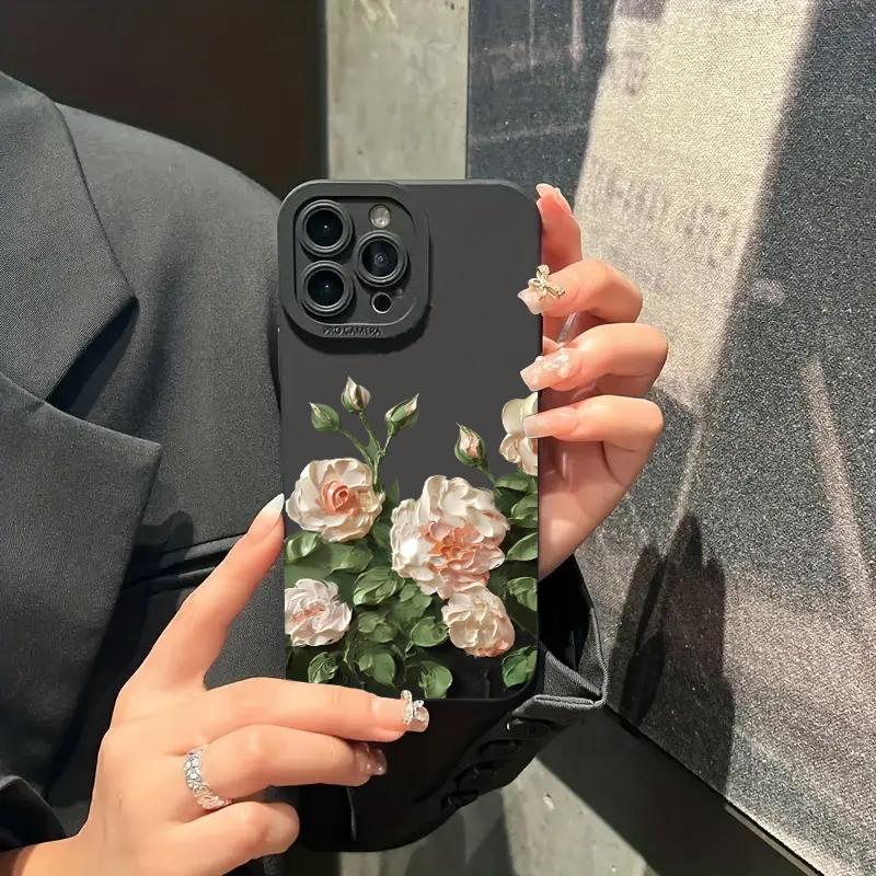 Rose Flower Phone Case For iPhone 16 Pro Max Case For iPhone 11 13 12 15 14 Pro Max 7 8 Plus XS X Soft Silicone Shockproof Cover