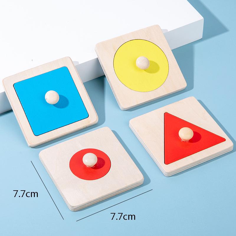 Toddler Montessori Wooden Geometric Shape Recognition Puzzle