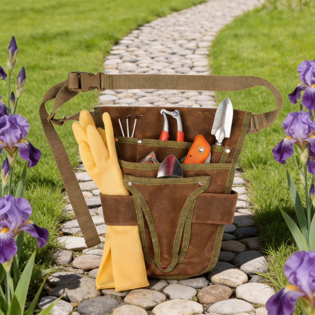 Cintura Portautensili Resistente Con Tasca in Tela Durevole Per Giardinaggio e Riparazioni Domestiche