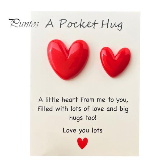 Pocket Hug Heart mit Grußkarten Fernbeziehung Geschenk für Mama Ehefrau Kleines Herz Pocket Hug Token für Valentinstag Weihnachten
