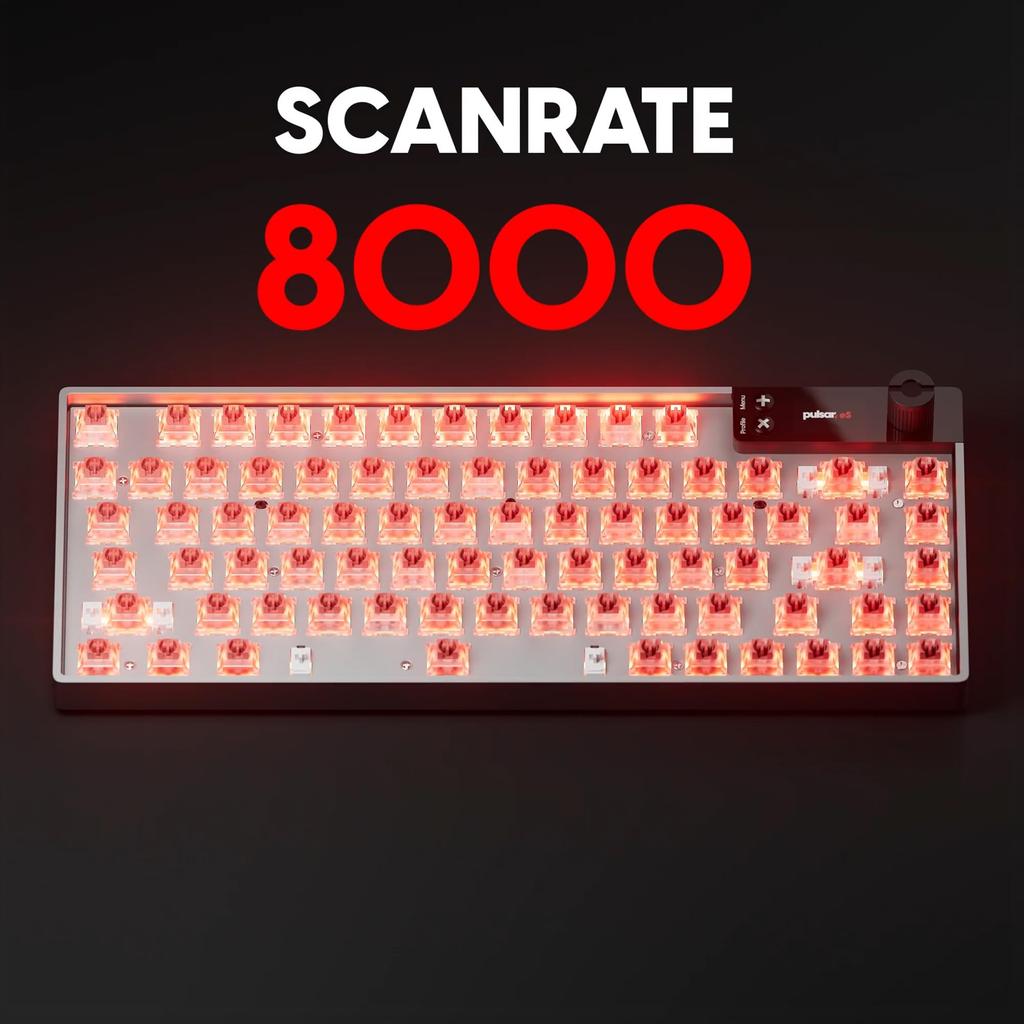 Pulsar Gaming Gears eS HE 70 Hall Effect Magnetic Gaming ANSI English 79 Magnetic 8K Polling Rate Keyboard, Layout, Keys, Switches,