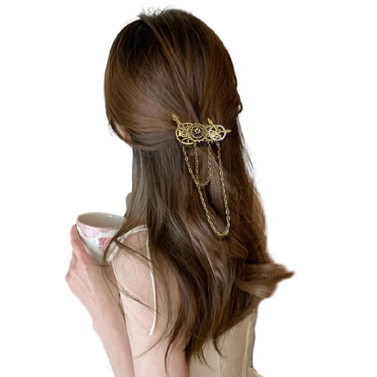 Punk Clock Metal Hair Clip Steampunk Gear Hairpin Vintage Headwear Party Gifts